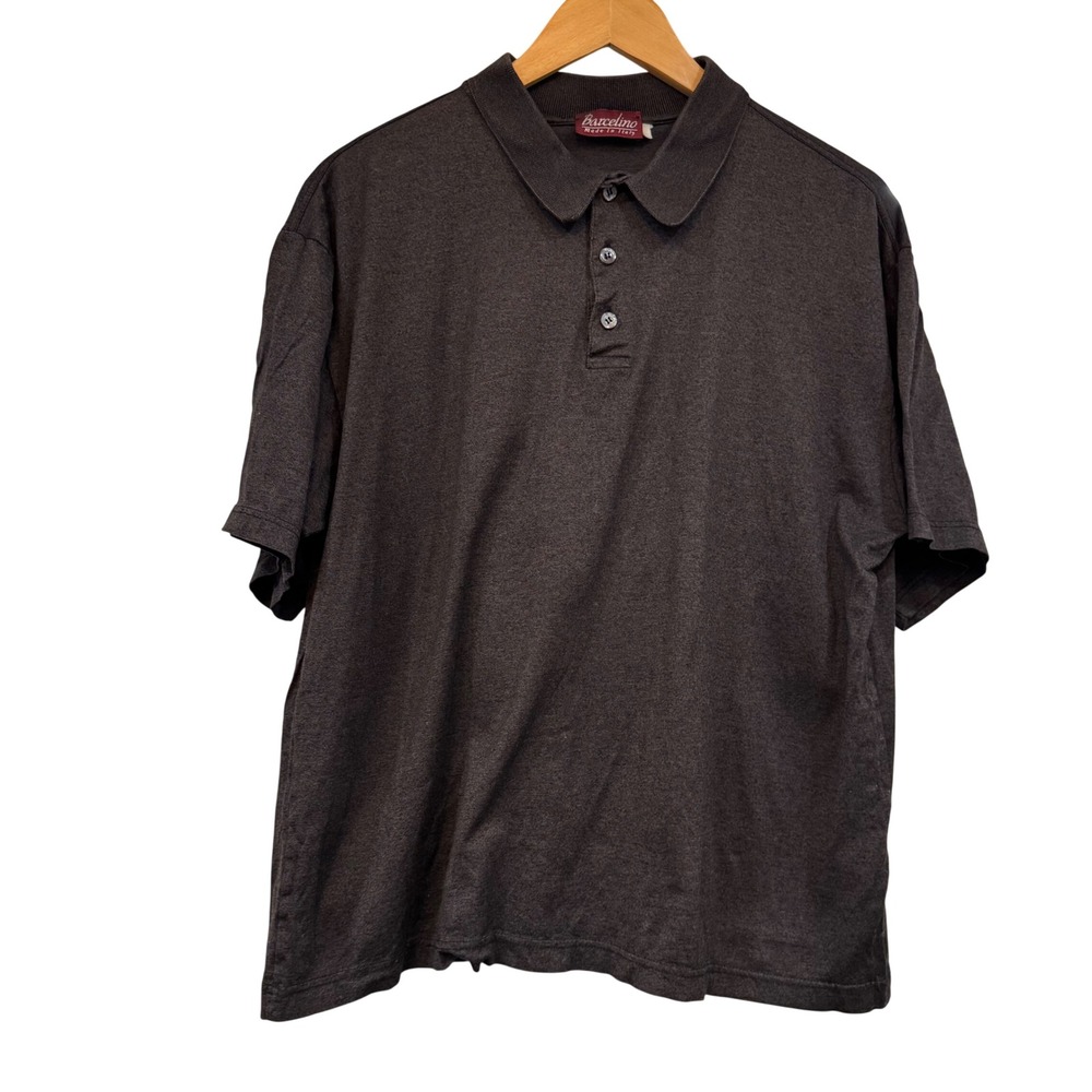Barcelino Mens Charcoal Grey‎ Short Sleeve Polo Shirt Made in Italy Size L